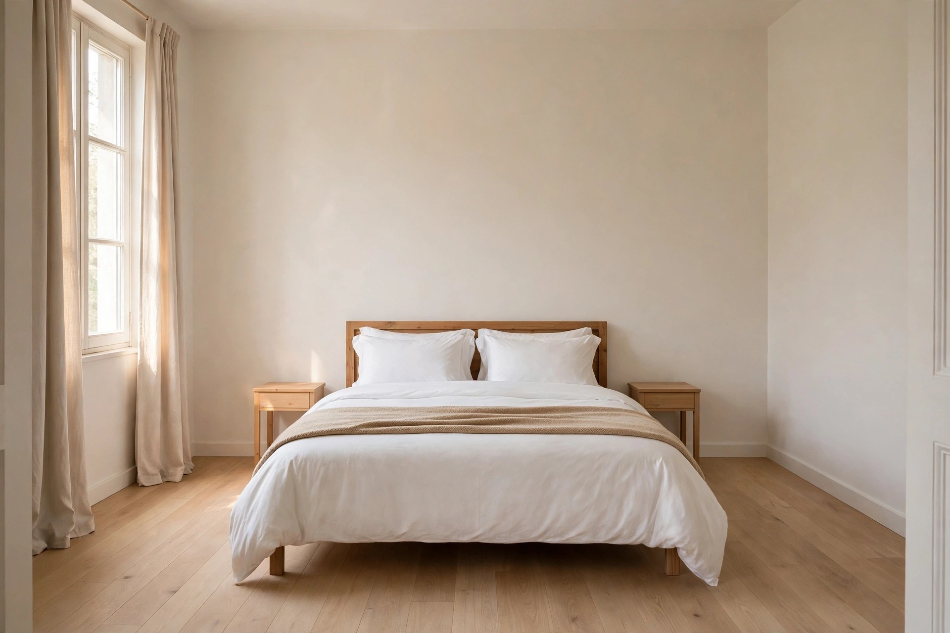 Same bedroom with a crisp new mattress from Satguru Foam